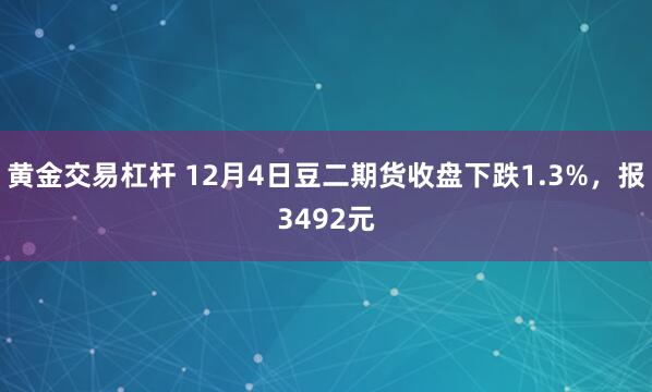 黄金交易杠杆 12月4日豆二期货收盘下跌1.3%，报3492元