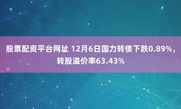 股票配资平台网址 12月6日国力转债下跌0.89%，转股溢价率63.43%