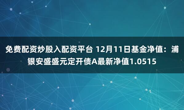 免费配资炒股入配资平台 12月11日基金净值：浦银安盛盛元定开债A最新净值1.0515