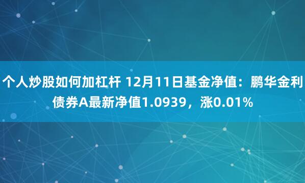 个人炒股如何加杠杆 12月11日基金净值：鹏华金利债券A最新净值1.0939，涨0.01%