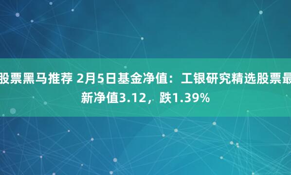 股票黑马推荐 2月5日基金净值：工银研究精选股票最新净值3.12，跌1.39%